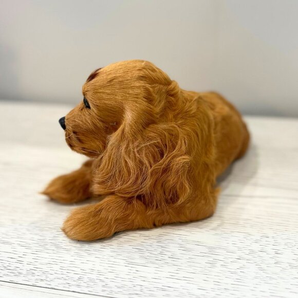 Vintage Real Goat Fur Cocker Spaniel Dog Statue Mid Century Kitsch Collectable - Picture 4 of 9